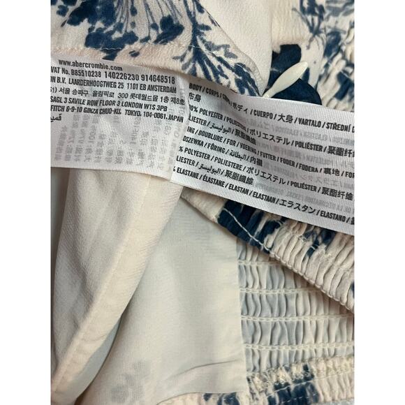 Abercrombie & Fitch A&F White Blue Floral Romantic Off Shoulder Corset Blouse S - Picture 7 of 7